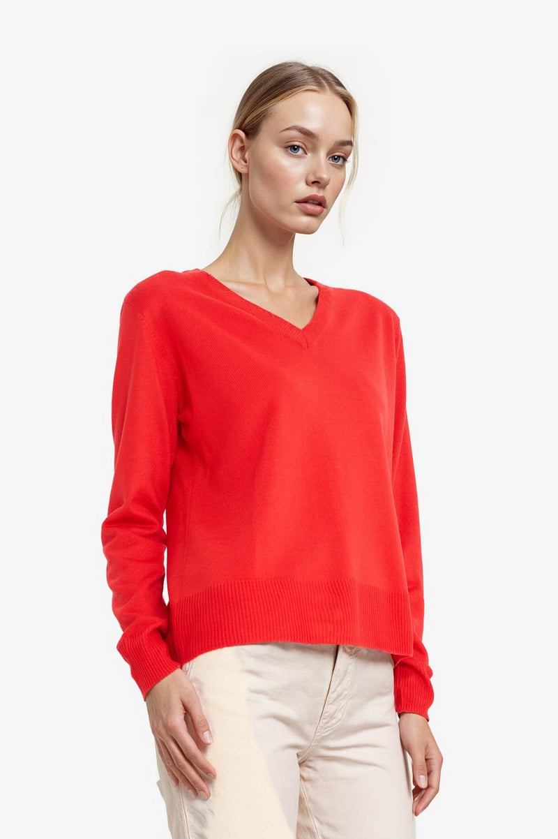 ديفاكتو بلوفر تريكو قصة مريحة برقبة على شكل V - Image 4